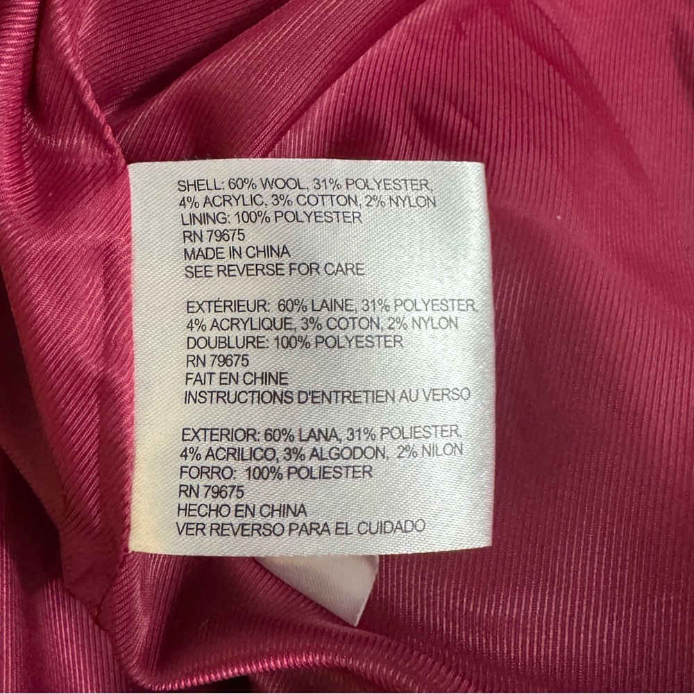 NWT Michael Kors Hot Pink Belted Wool Coat Barbiecore Colorful - Picture 8 of 9